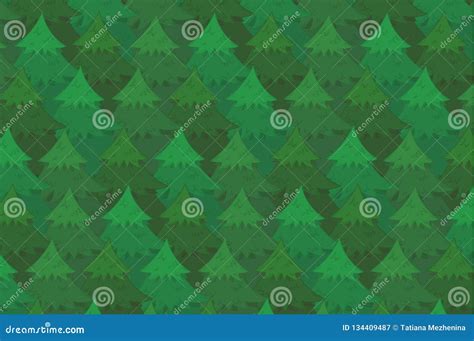 Bright Green Coniferous Forest Background Stock Illustration