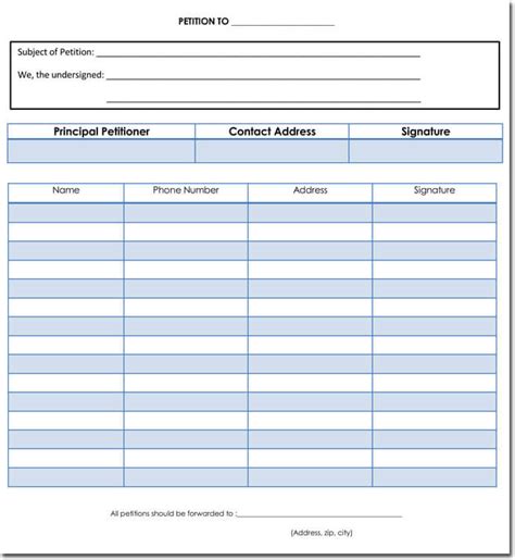 Printable Petition Forms Name Address Signature And Phone Number