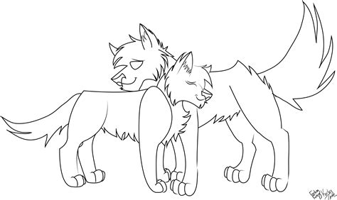 Wolf Couple Lineart By Faunafay On Deviantart