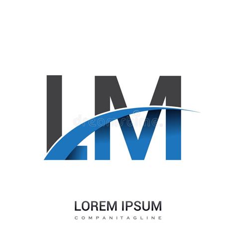 Initial Letter Lm Logotype Company Name Colored Blue And Grey Swoosh