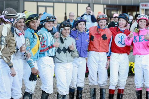 A Female Jockey Group Picture In 2024 Jockey Horses Horse Racing