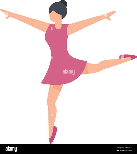 Ballet Pose Icon Flat Vector Ballerina Dancer Woman Dance Class