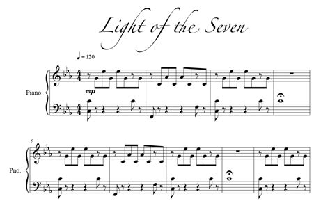 Light Of The Seven For Piano Sheet Music And Midi Files For Piano