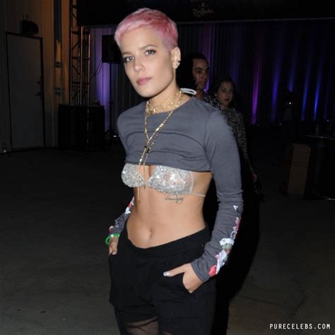 halsey flashing her boobs in see through