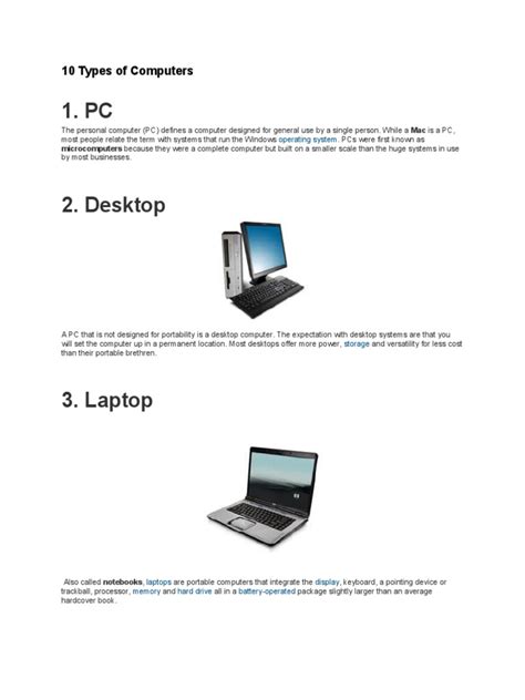 10 Types Of Computersdoc Desktop Computer Personal Computers