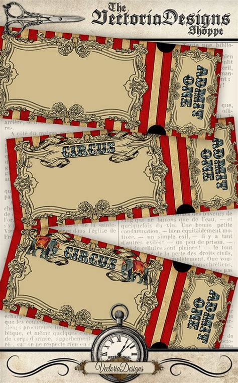 Circus Invitation Tickets Circus Party Tickets Vintage Etsy Circus