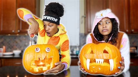 Extreme Couples Pumpkin Carving Challenge Youtube