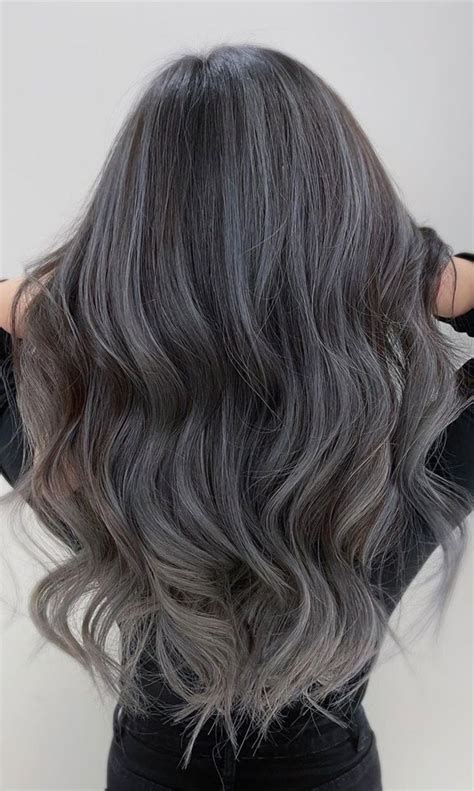 25 Trendy Grey And Silver Hair Colour Ideas For 2021 Dark Silver Balayage