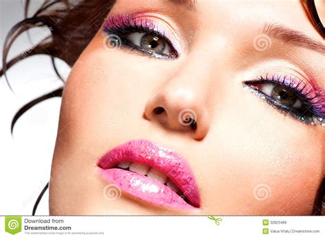 Beautiful Face Of A Woman With Fashion Makeup Royalty Free