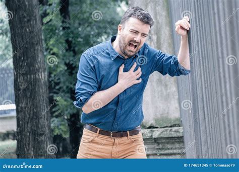 Man Feeling Chest Pain And Heart Attack Symptom Stock Image Image Of Heart Ache 174651345
