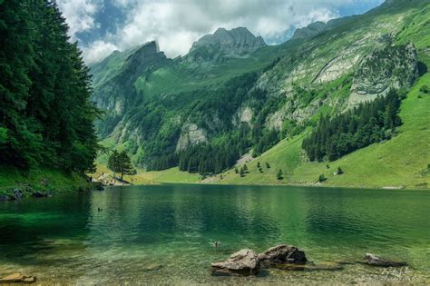 Seealpsee Seealpsee Lake In The Alpstein Region Appenzell Innerrhoden