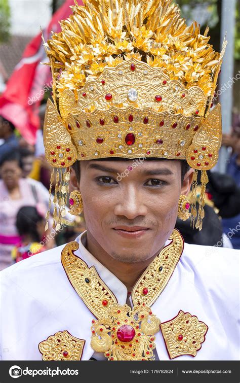 Indonesia National Costume Balinese Man Dressed In A National Costume
