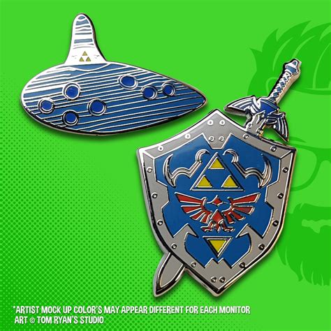 Legend Of Zelda Hero Of Time Pin Set Hylian Shield Master Etsy