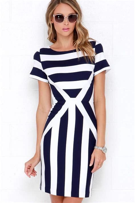 Free At Sea Ivory And Navy Blue Striped Bodycon Dress Striped Bodycon Dress Fashion Fashion