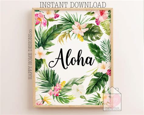 Aloha Printable Aloha Wall Art Aloha Print Aloha Sign Etsy Tropical