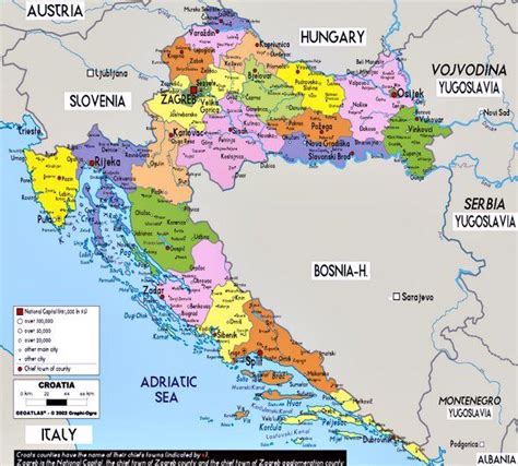 Physical map of croatia showing major cities, terrain, national parks, rivers, and surrounding countries with international borders and outline maps. Map of Croatia | Croatia Wise