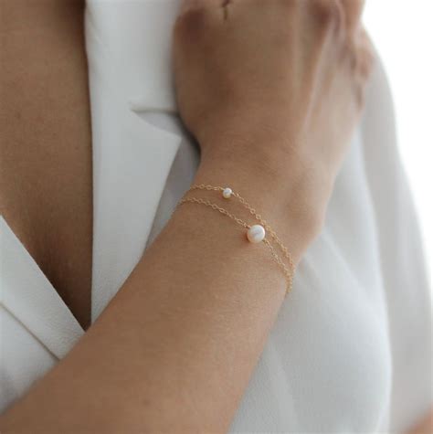 Dainty Pearl Bracelets Bridesmaids Gift Gold Filled Etsy