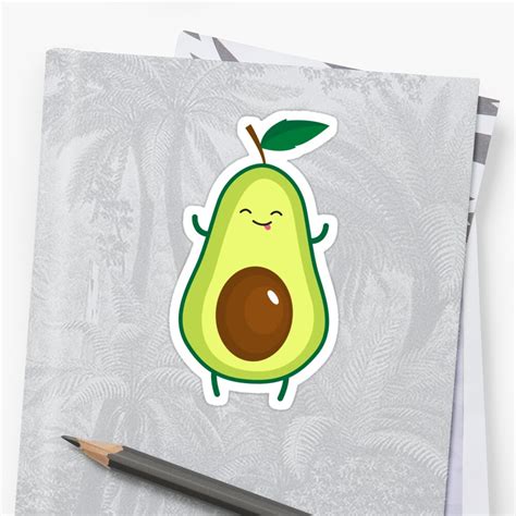 Cute Avocado Sticker By Merionmerion Redbubble