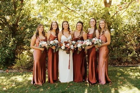 Mismatched Rust And Terracotta Bridesmaid Dresses Grace Maralyn Estate Wedding Slo Wed In