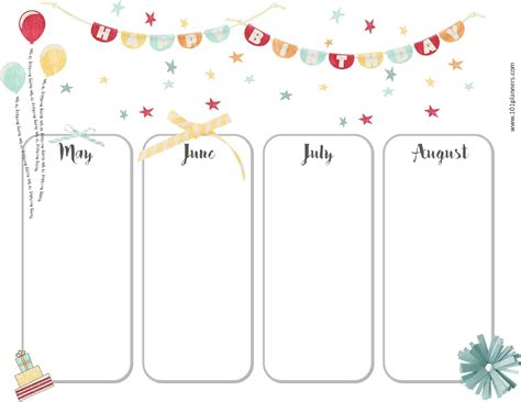 Free Birthday Calendar