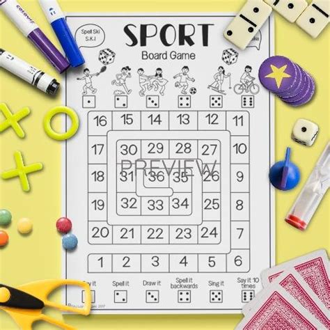 Sport Board Game Fun Esl Worksheet For Kids