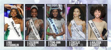 Five Black Women Now Hold The Top Pageant Crowns—miss World Miss Universe Miss Usa Miss