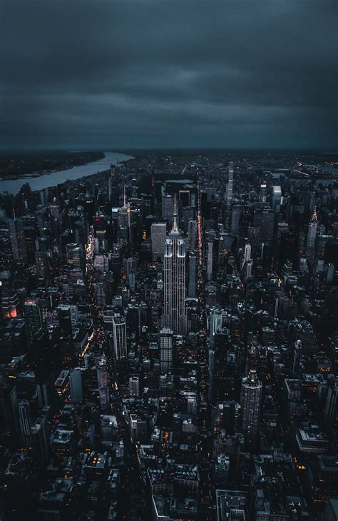 Aerial Photo Of City Skyline At Night Photo Free Landscape Image On