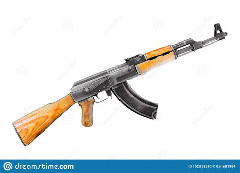 Soviet And Russian Assault Rifle Ak47 Or Akm Isolated On White