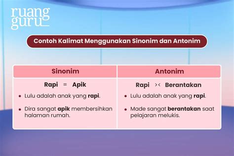 Cari Tahu Tentang Sinonim Dan Antonim Yuk Bahasa Indonesia Kelas