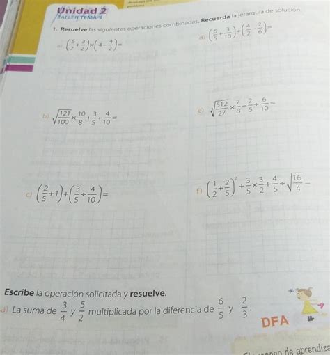 Ad 2 Taller Tema 5 1 Resuelve Las Siguientes Operaciones Combinadas