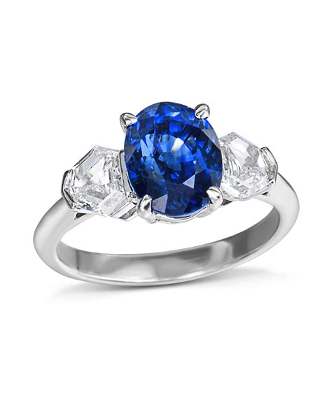 Oval Blue Sapphire And Diamond 3 Stone Ring Turgeon Raine