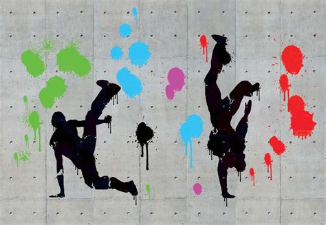 Graffiti Concrete Wall Dancers Fotobehang Behang Bestel Nu Op