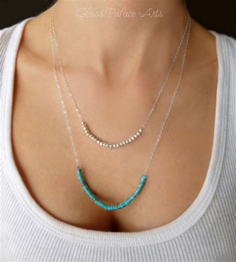 Beaded Turquoise Multi Strand Necklace Turquoise And Pyrite Layered