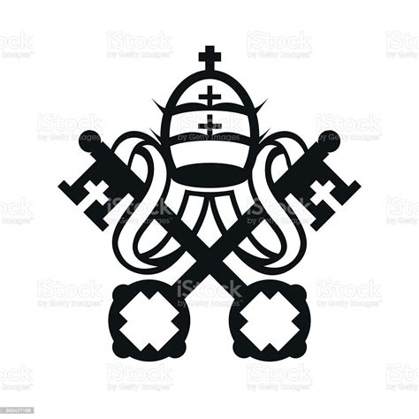 Vatican City State Coat Of Arms Flag Emblem Vector Icon Stock