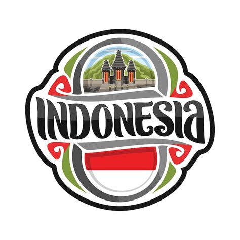 Premium Vector Indonesia Sticker Flag Logo Badge Travel Souvenir Illustration
