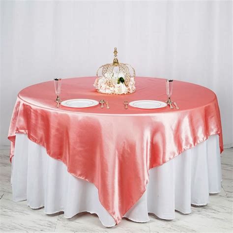 Rose Quartz Satin Overlay Seamless Square Table Overlays Table Overlays Wedding Table