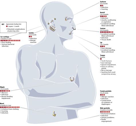 Infographic On Body Piercing Healing Time