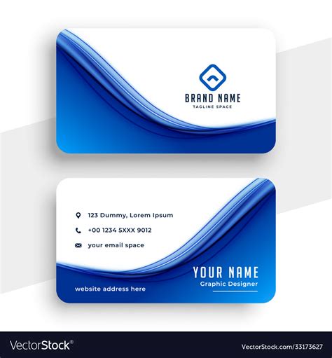 Abstract Blue Wave Business Card Template Design Vector Image