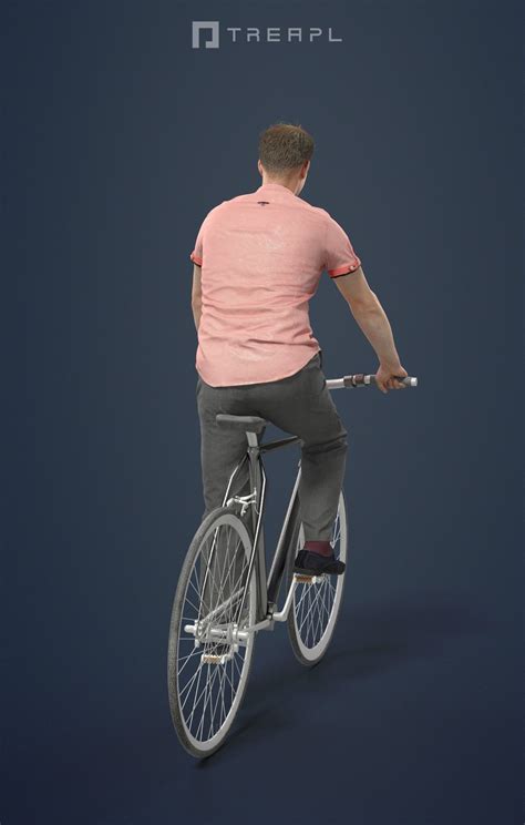 mistery smartly dressed man riding his bicycle 3d model cgtrader