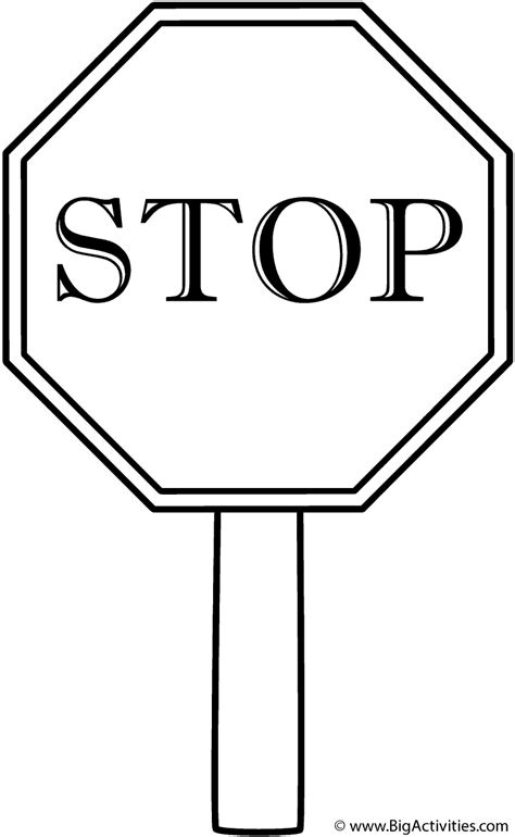 Stop Sign With Border On Post Coloring Page Safety