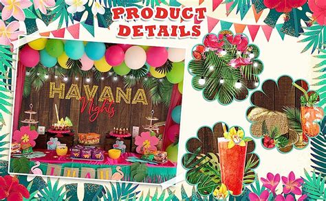 Amazon Com Avezano Havana Night Backdrop Palm Leaves Adult Birthday Background Rustic Summer