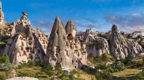 Carved Houses In Rock Formations In Uçhisar Near Goreme Cappadocia