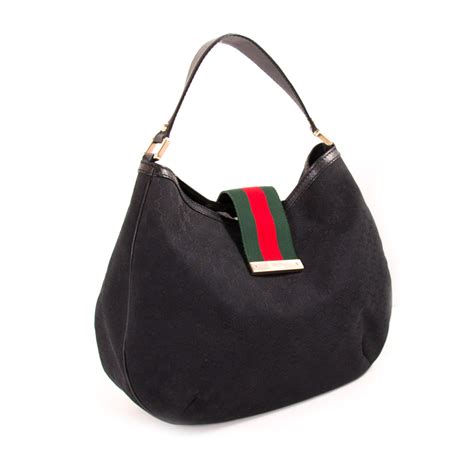 Shop Authentic Gucci Gg Black Canvas Hobo Bag At Revogue For Just Usd