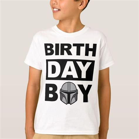 Star Wars Birthday Boy Mandalorian Name And Age T Shirt Zazzle