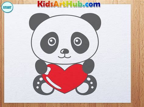 How To Draw Valentine Day Panda With Heart Valentines
