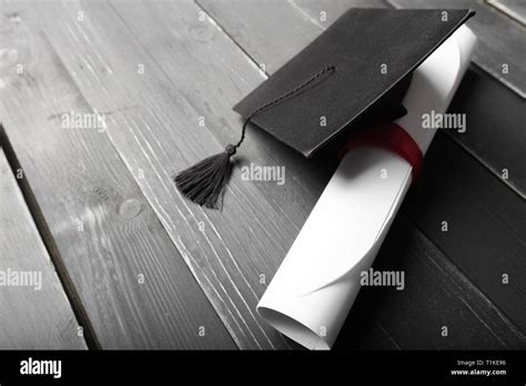 Black Graduation Cap With Degree Stock Photo Alamy