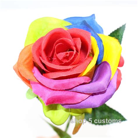 18 Stem Artificial Silk Rainbow Rose Flower Bush Bouquet For Etsy