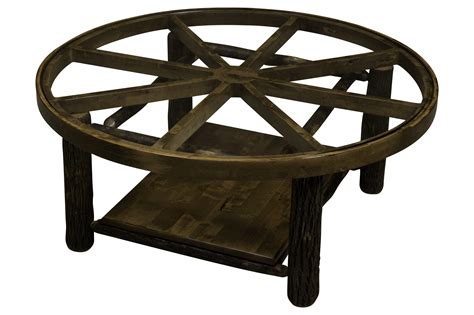 The top of this coffee table takes it from simple pallet coffee table to a well designed coffee tables that won't allow any drinks or crumbs to slip through the open cracks. Hickory Wagon Wheel Coffee Table