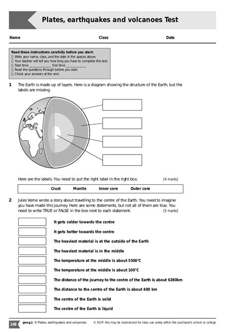 Practice exam questions written by timothy h. Plate Tectonics Test