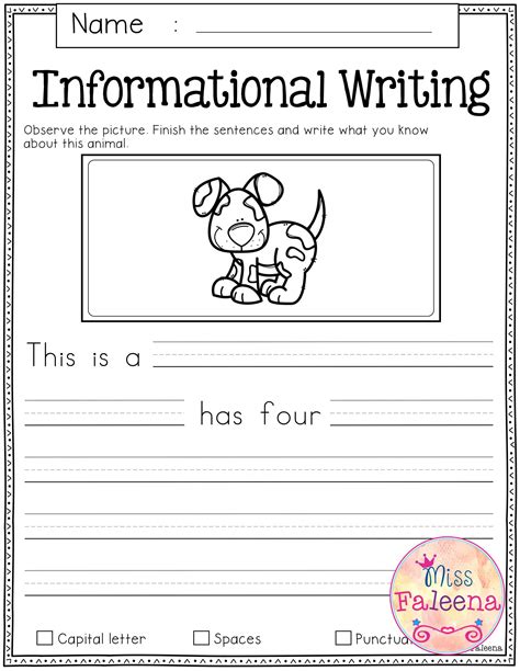 Writing Prompts Worksheet First Grade